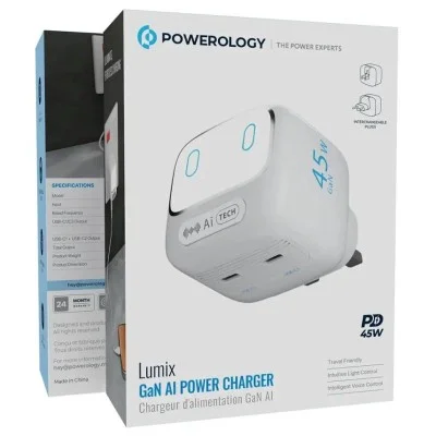 Powerology Lumix Gan Ai Power Charger - White